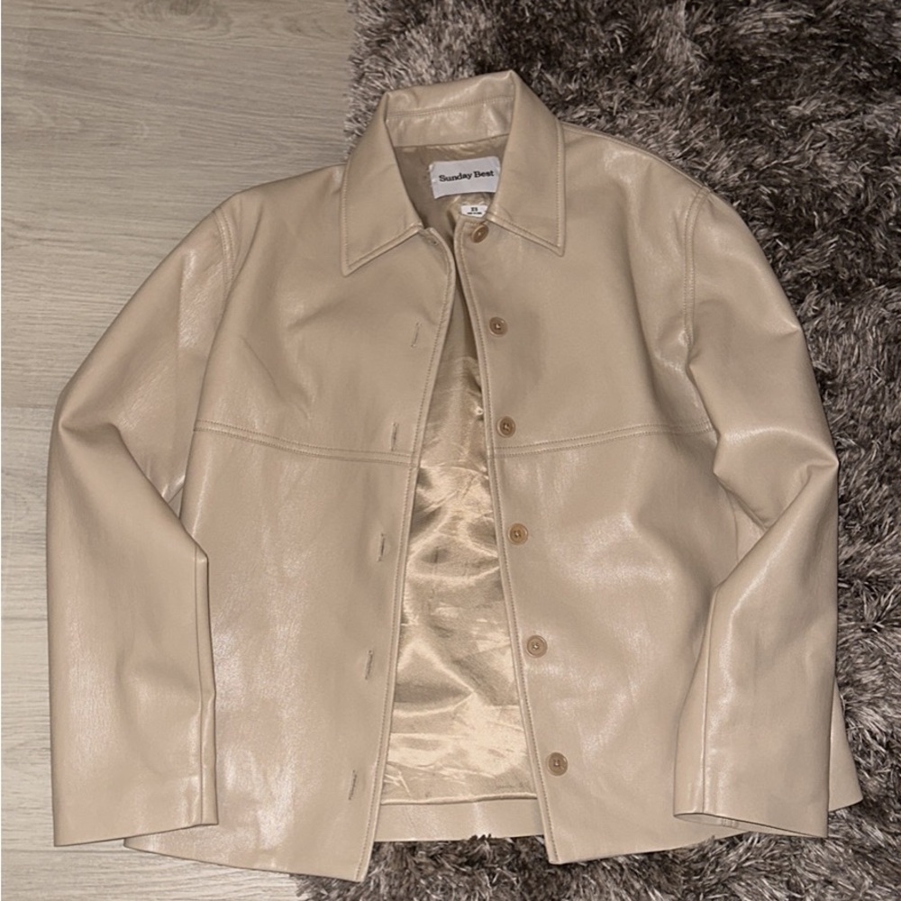 Aritzia Beige Leather Jacket